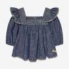 Zimmermann Girls Alight Denim Blouse In Blue