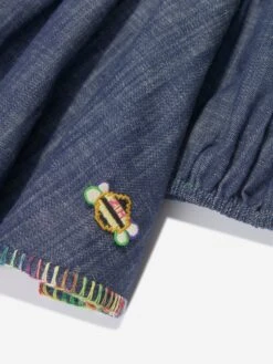 Zimmermann Girls Alight Denim Blouse In Blue -Childrens Clothing Store ZIMS4015 MONSOON 3