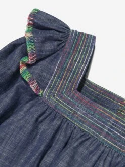 Zimmermann Girls Alight Denim Blouse In Blue -Childrens Clothing Store ZIMS4015 MONSOON 4