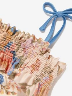 Zimmermann Girls August Shirred Frill Swimsuit In Multicolour 6 Zimmermann Girls August Shirred Frill Swimsuit In Multicolour -Childrens Clothing Store ZIMS4027 CREAM FLORAL 3